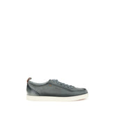 Santoni Gray Calf Leather Bos Taurus Low Top Sneakers