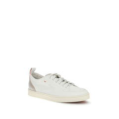 Santoni Weißes Kalbsleder Bos Taurus Low Top Sneakers