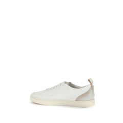 Santoni Weißes Kalbsleder Bos Taurus Low Top Sneakers
