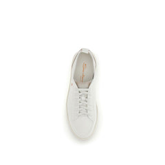 Santoni Weißes Kalbsleder Bos Taurus Low Top Sneakers