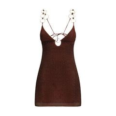 Oséree Brown Polyamide Casual Dress