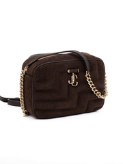 Jimmy Choo Avenue Kameratasche aus braunem Wildleder