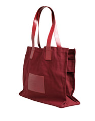 SIF JAKOBS Burgundy Baumwoll-Canvas Einkaufstasche Damen Borse Schmucktasche