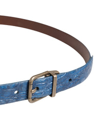 Dolce & Gabbana Ledergürtel mit goldfarbener Metallschnalle, Dunkelblau