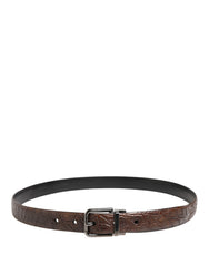 Dolce & Gabbana Brauner Ledergürtel mit silberfarbener Metallschnalle