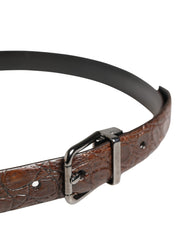 Dolce & Gabbana Brauner Ledergürtel mit silberfarbener Metallschnalle