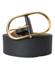 Dolce & Gabbana Schwarzer Ledergürtel mit klassischer, ovaler Metallschnalle