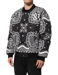 Dolce & Gabbana Black White BandanaPrint Men Bomber Jacket