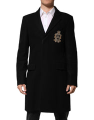 Dolce & Gabbana Schwarzer Blazer mit heraldischem Patch und Einreihung
