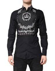 Dolce & Gabbana Black White Bandana GOLD Formal Dress Shirt