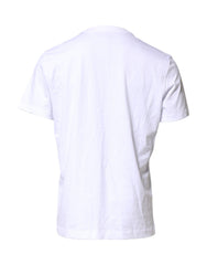 Dolce & Gabbana Weißes Baumwoll-T-Shirt für Herren mit DG-Logo-Stickerei
