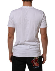 Dolce & Gabbana Weißes Baumwoll-T-Shirt mit Rundhalsausschnitt und DG Love Aufnäher