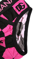 Dolce & Gabbana Schwarze Pinkfarbene Logo-Baumwoll-Brando-Slip-Unterwäsche