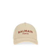 Balmain Baseballkappe aus beigefarbener Baumwolle