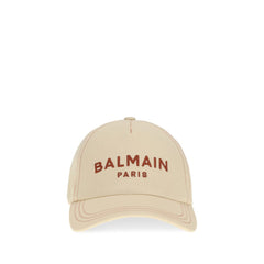 Balmain Baseballkappe aus beigefarbener Baumwolle