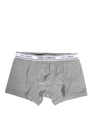 Dolce & Gabbana Grauer Logo-Bund Baumwoll-Herren-Boxershorts
