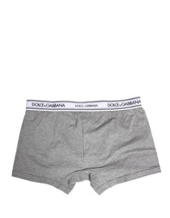 Dolce & Gabbana Grauer Logo-Bund Baumwoll-Herren-Boxershorts