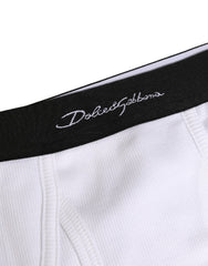 Dolce & Gabbana Weiße Schwarze Logo-Bund Herren Slips