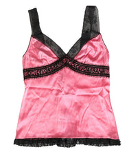 Dolce & Gabbana Rosa Seidensatin-Lingerie-Top mit Spitze Schlafbekleidung