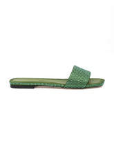 Jimmy Choo Green Satin Crystal Clovis Flat