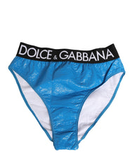 Dolce & Gabbana Slip mit hohem Bund und blauem Logo-Gummizug