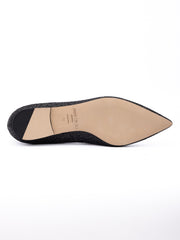 Jimmy Choo Alina Ballerina aus schwarzem Glitzergewebe