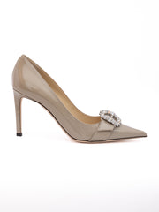 Jimmy Choo Taupegraue Lackleder Pumps Chery 85