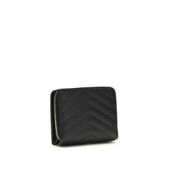 Saint Laurent Schwarzes Kalbsleder Bos Taurus Portemonnaie