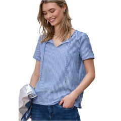Street One blaue Baumwollbluse