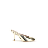 Stuart Weitzman Silver Calf Leather Bos Taurus Mules