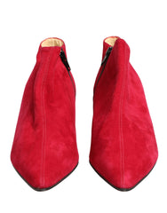 Dolce & Gabbana Rote Wildleder Stiefeletten Schuhe