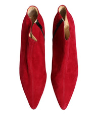 Dolce & Gabbana Rote Wildleder Stiefeletten Schuhe