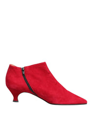Dolce & Gabbana Rote Wildleder Stiefeletten Schuhe
