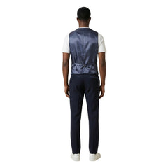Mulish Blue Polyester Three-Piece Suit