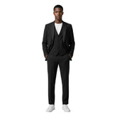 Mulish Black Polyester Three-Piece Suit