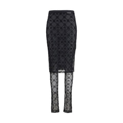 Marine Serre Black Recycled Polyamide Midi Skirt