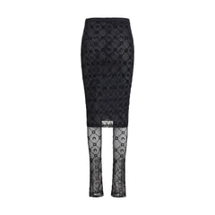 Marine Serre Black Recycled Polyamide Midi Skirt