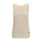 Balmain Beiger Ärmelloser Pullover aus Baumwolle