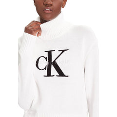 Calvin Klein Jeans Weißer Baumwoll-Rollkragenpullover
