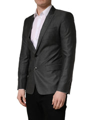 Dolce & Gabbana Dunkelgraue Woll-Jacke Slim Fit Blazer