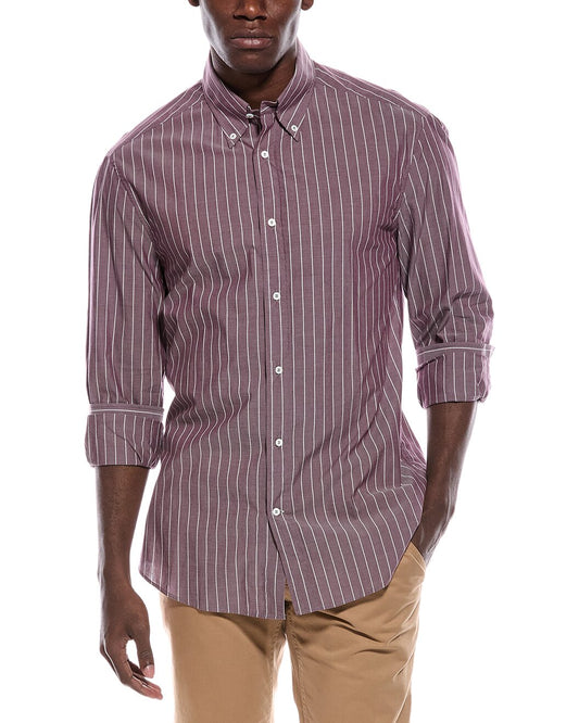 Brunello Cucinelli Bicolor Cotton Pattern Shirt