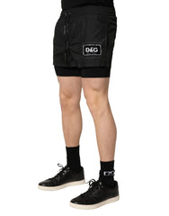 Dolce & Gabbana Schwarze Polyester-Badehose für Herren mit Kordelzug