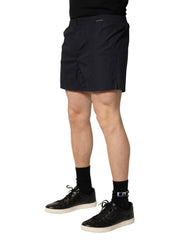 Dolce & Gabbana Schwarze Baumwolle Elastische Taille Badehose Bademode