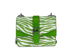 Michael Kors Greenwich Kleine Umhängetasche mit Logo-Print und Kette, Dschungelgrün 498 $