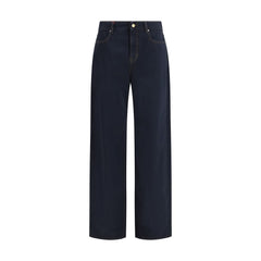 Max Mara Blue Cotton Casual Pants