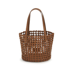 Staud Brown Calf Leather Bos Taurus Backet Bag