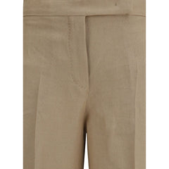 Max Mara Beigefarbene Leinenhose