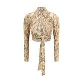 Ganni Bluse aus recyceltem Polyester in Beige