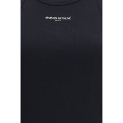 Maison Kitsuné Black Cotton Tank Tops