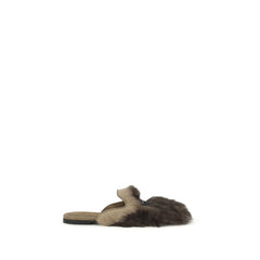 Dolce & Gabbana Graue Lammfell-Mules (Ovis Aries Aries)